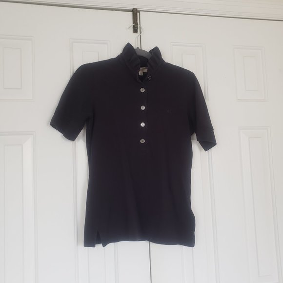 Burberry ruffle collar polo - Black knit five button - Size M - Picture 6 of 13